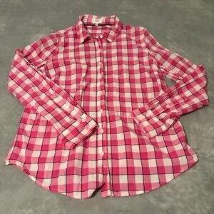 Crown & Ivy Vibrant Pink Plaid Shirt
